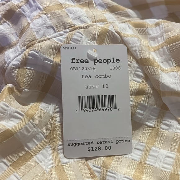 N.W.T Free People Halter Mini Dress Cream and White gingham check, size 10 - Picture 7 of 7